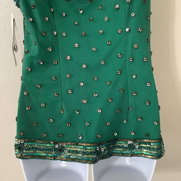 NWT Green Sequin Beaded Glamorous 20s Retro Holiday Blouse Christmas Party XL - Picture 8 of 8